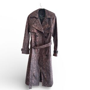 BCBGMAXAZRIA Women's Brown Snake Print Trench Coat